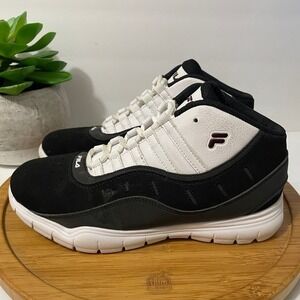 Fila All City Mid Top Black White Leather Basketball Sneaker Men 7 Athletic Shoe